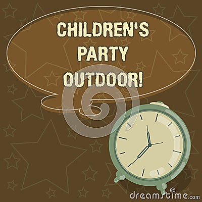 Handwriting text writing Children S Is Party Outdoor. Concept meaning Kids festivity held outside the house Blank Color Stock Photo