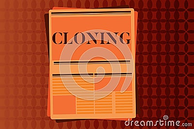 Handwriting text writing Cloning. Concept meaning Make identical copies of someone or something Creating clones Stock Photo