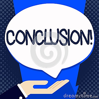 Handwriting text writing Conclusion. Concept meaning Results analysis Final decision End of an event or process. Stock Photo