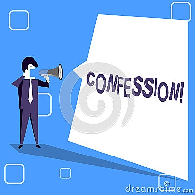 Handwriting text writing Confession. Concept meaning Admission Revelation Disclosure Divulgence Utterance Assertion Stock Photo