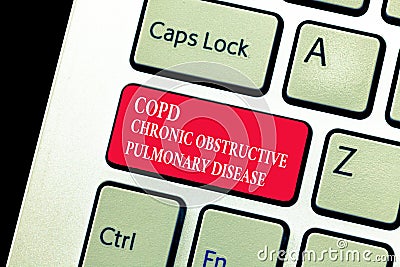 Handwriting text writing Copd Chronic Obstructive Pulmonary Disease. Concept meaning Lung disease Difficulty to breath Stock Photo