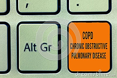 Handwriting text writing Copd Chronic Obstructive Pulmonary Disease. Concept meaning Lung disease Difficulty to breath Stock Photo