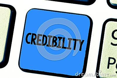 Handwriting text writing Credibility. Concept meaning Quality of being convincing trusted credible and believed in Stock Photo