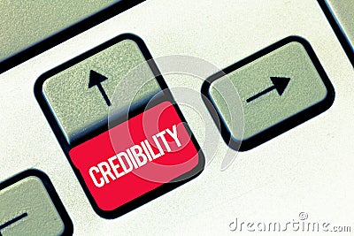 Handwriting text writing Credibility. Concept meaning Quality of being convincing trusted credible and believed in Stock Photo