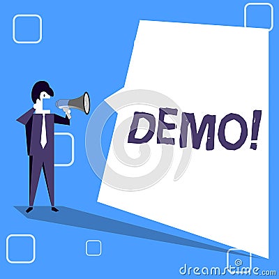Handwriting text writing Demo. Concept meaning Trial Beta Version Free Test Sample Preview of something Prototype Stock Photo
