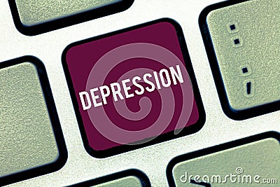 Handwriting text writing Depression. Concept meaning Feelings of severe despondency and dejection Mood disorder Stock Photo