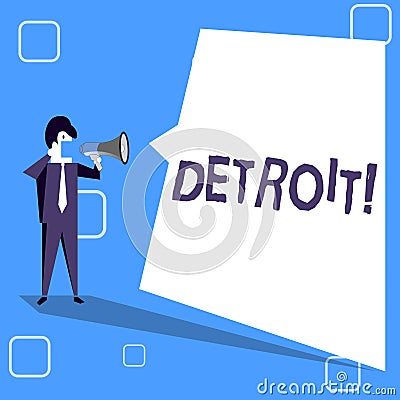 Handwriting text writing Detroit. Concept meaning City in the United States of America Capital of Michigan Motown Stock Photo