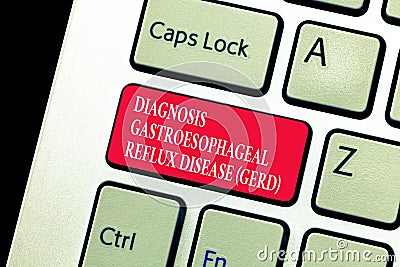 Handwriting text writing Diagnosis Gastroesophageal Reflux Disease Gerd . Concept meaning Digestive disorder Stock Photo