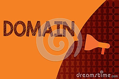 Handwriting text writing Domain. Concept meaning distinct subset of Internet with addresses sharing common suffix Stock Photo
