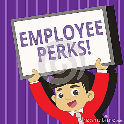 Handwriting text writing Employee Perks. Concept meaning Worker Benefits Bonuses Compensation Rewards Health Insurance Stock Photo