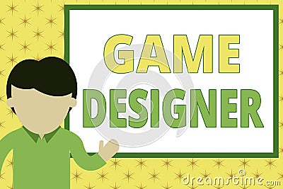 Handwriting text writing Game Designer. Concept meaning Campaigner Pixel Scripting Programmers Consoles 3D Graphics Stock Photo