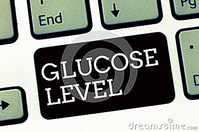 Handwriting text writing Glucose Level. Concept meaning Amount of glucose in the blood Reactive hyperglycemia Stock Photo