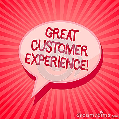 Handwriting text writing Great Customer Experience. Concept meaning responding to clients with friendly helpful way Pink speech bu Stock Photo