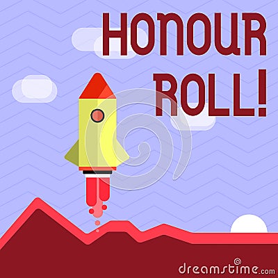 Handwriting text writing Honour Roll. Concept meaning List of students who have earned grades above a specific average. Stock Photo