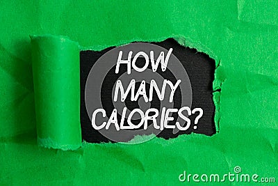 Handwriting text writing How Many Calories Question. Concept meaning asking how much energy our body could get from it Stock Photo