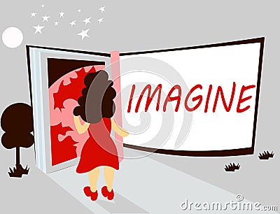 Handwriting text writing Imagine. Concept meaning Form mental image or concept Suppose Assume Dream Inspiration Stock Photo