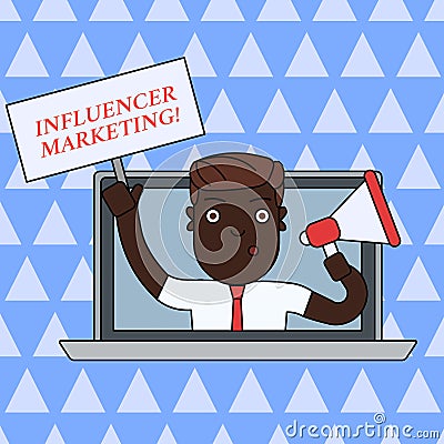 Handwriting text writing Influencer Marketing. Concept meaning Endorser who Influence Potential Target Customers Man Stock Photo