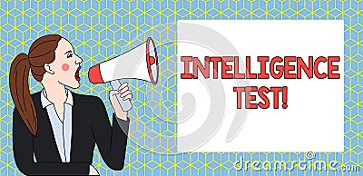 Handwriting text writing Intelligence Test. Concept meaning test designed to measure the ability to think and reason Stock Photo