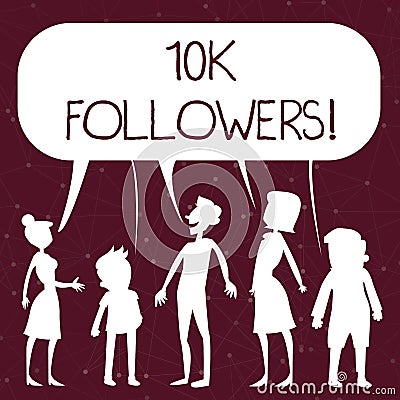 Handwriting text writing 10K Followers. Concept meaning member of the elite group of individuals on Instagram Silhouette Stock Photo