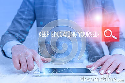 Handwriting text writing Keep Educating Yourself. Concept meaning dont stop studying Improve yourself using Courses Stock Photo