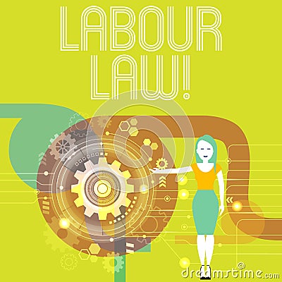 Handwriting text writing Labour Law. Concept meaning rules relating to rights and responsibilities of workers Woman Stock Photo