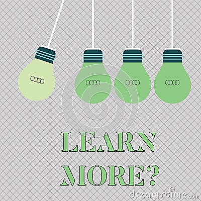 Handwriting text writing Learn More question. Concept meaning gain knowledge or skill studying practicing Color Stock Photo