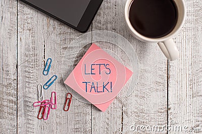 Handwriting text writing Let S Is Talk. Concept meaning suggesting in the beginning of a conversation on the topic Stock Photo