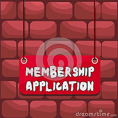 Handwriting text writing Membership Application. Concept meaning Gateway to any organization to check if Eligible Board color Stock Photo