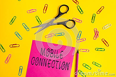 Handwriting text writing Mobile Connection. Concept meaning Secure universal login solution using mobile phone Blank Stock Photo