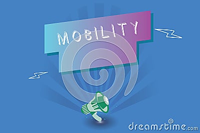 Handwriting text writing Mobility. Concept meaning ability to move or be moved freely easily adaptability flexibility Stock Photo