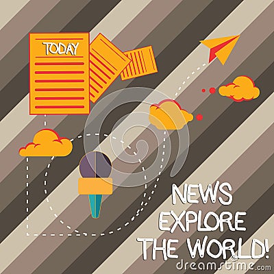Handwriting text writing News Explore The World. Concept meaning Global media updates know international issues Stock Photo