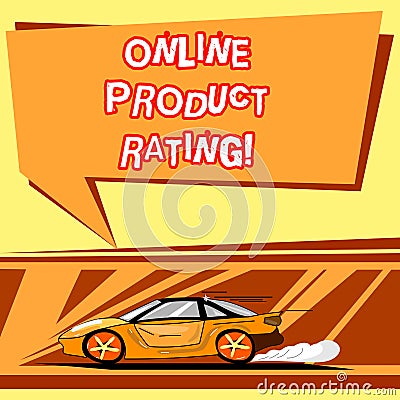 Handwriting text writing Online Product Rating. Concept meaning feedback on electronic commerce and online products Car with Fast Stock Photo