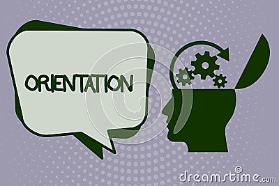 Handwriting text writing Orientation. Concept meaning Particular things that a demonstrating prefers Process of Stock Photo