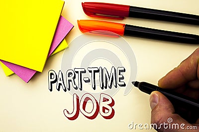 Handwriting text writing Part Time Job. Concept meaning Working a few hours per day Temporary Work Limited Shifts written by Marke Stock Photo