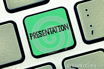 Handwriting text writing Presentation. Concept meaning Speech or talk in which a new product demonstrating idea work is Stock Photo
