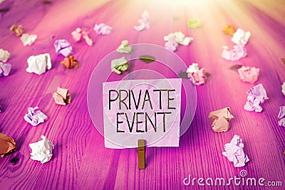 Handwriting text writing Private Event. Concept meaning Exclusive Reservations RSVP Invitational Seated Stock Photo