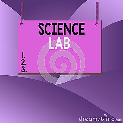 Handwriting text writing Science Lab. Concept meaning special facility where experiments are done and with equipment Stock Photo