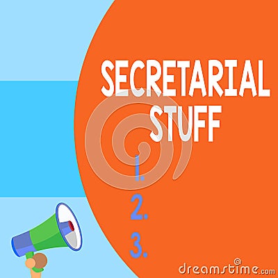 Handwriting text writing Secretarial Stuff. Concept meaning Secretary belongings Things owned by demonstratingal Stock Photo