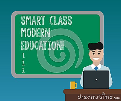Handwriting text writing Smart Class Modern Education. Concept meaning Up to date technological classrooms learning Blank Bordered Stock Photo