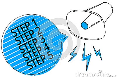 Handwriting text writing Step Concept meaning Steps levels of a process work flow Marker over notebook crumpled papers ripped page Stock Photo