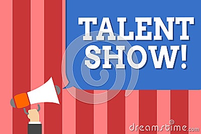 Handwriting text writing Talent Show. Concept meaning Competition of entertainers show casting their performances Man holding mega Stock Photo