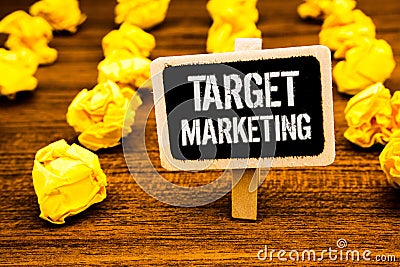 Handwriting text writing Target Marketing. Concept meaning Market Segmentation Audience Targeting Customer Selection White text bl Stock Photo