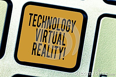 Handwriting text writing Technology Virtual Reality. Concept meaning interactive computergenerated experience Keyboard Stock Photo