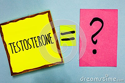 Handwriting text writing Testosterone. Concept meaning Male hormones development and stimulation sports substance Nice colour grey Stock Photo