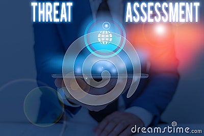 Handwriting text writing Threat Assessment. Concept meaning determining the seriousness of a potential threat. Stock Photo