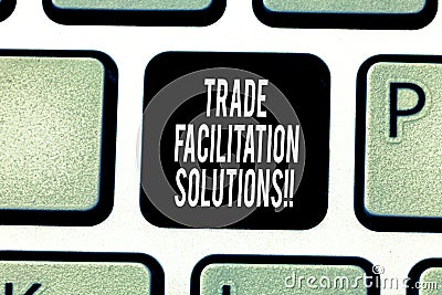 Handwriting text writing Trade Facilitation Solutions. Concept meaning harmonisation of international trade procedures Stock Photo