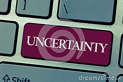 Handwriting text writing Uncertainty. Concept meaning State of being uncertain doubt difficult to make a choice Stock Photo