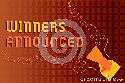 Handwriting text writing Winners Announced. Concept meaning Announcing who won the contest or any competition Stock Photo