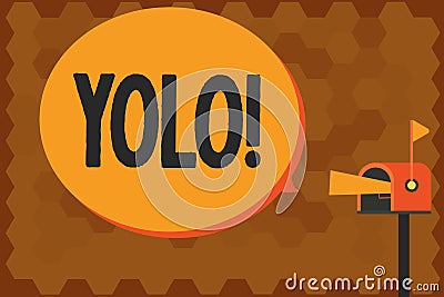 Handwriting text writing Yolo. Concept meaning stand for You only live once popular phase among students and teens Stock Photo