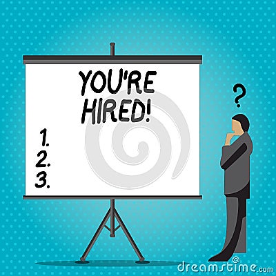 Handwriting text writing You Re Hired. Concept meaning New employee recruited Worker selected Stock Photo